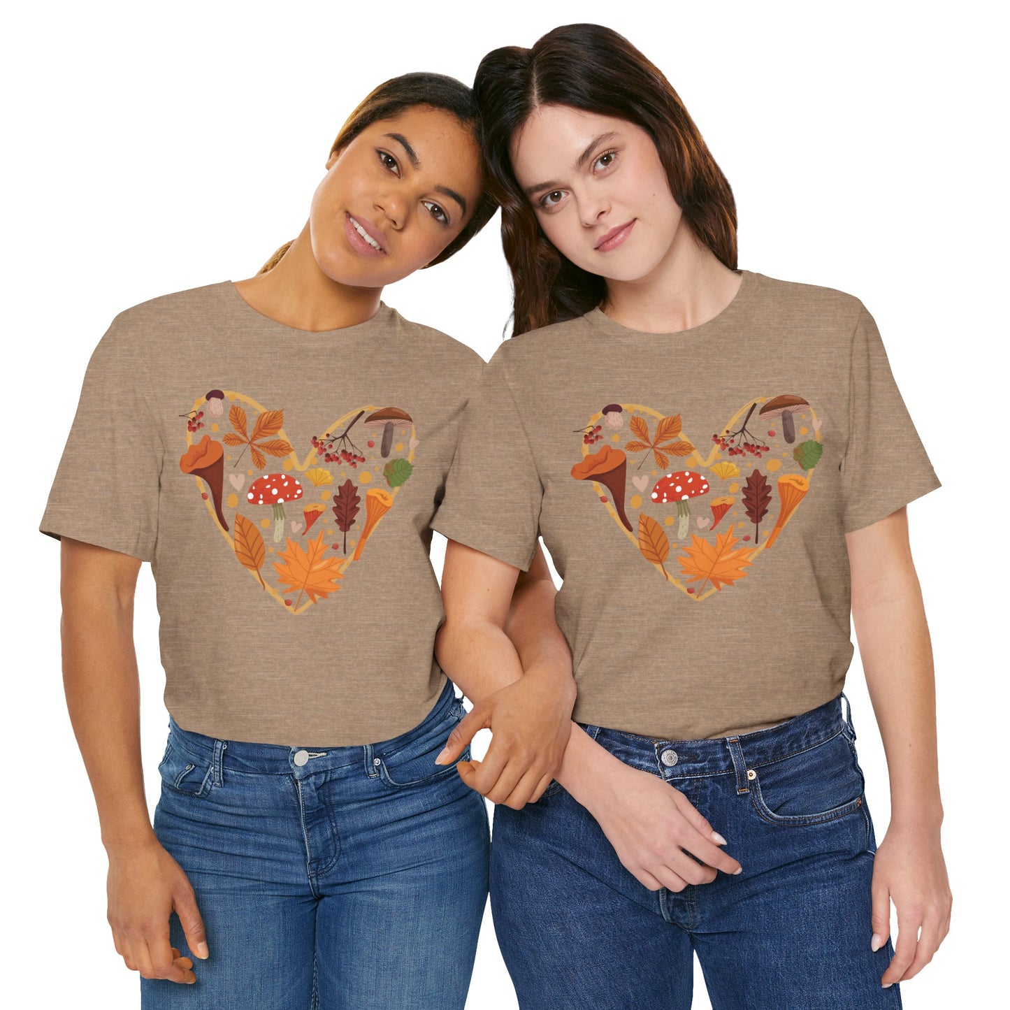 Fall Leaves Heart Tee, Autumn T-Shirt, Nature Lover Gift, Thanksgiving Apparel, Cozy Casual Wear