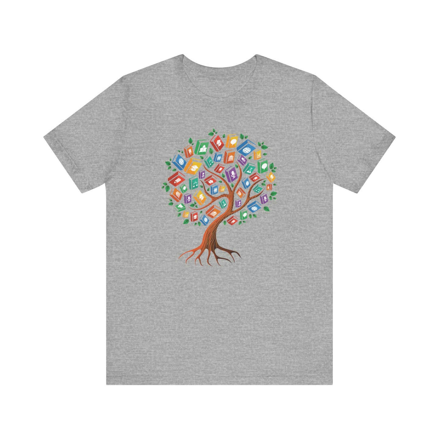 Colorful Book Tree Jersey Tee - Great for Book Lovers and Educators
