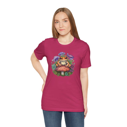 Frog and Mushroom Unisex Tee - Nature-Inspired Graphic T-Shirt