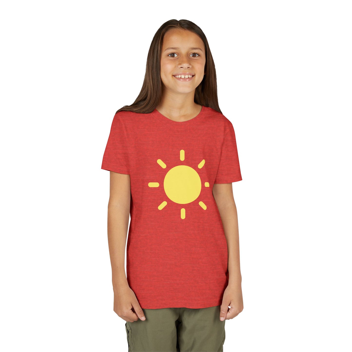 Sunny Vibes Youth Short Sleeve Tee - Bright Yellow Sun Design for Summer Fun