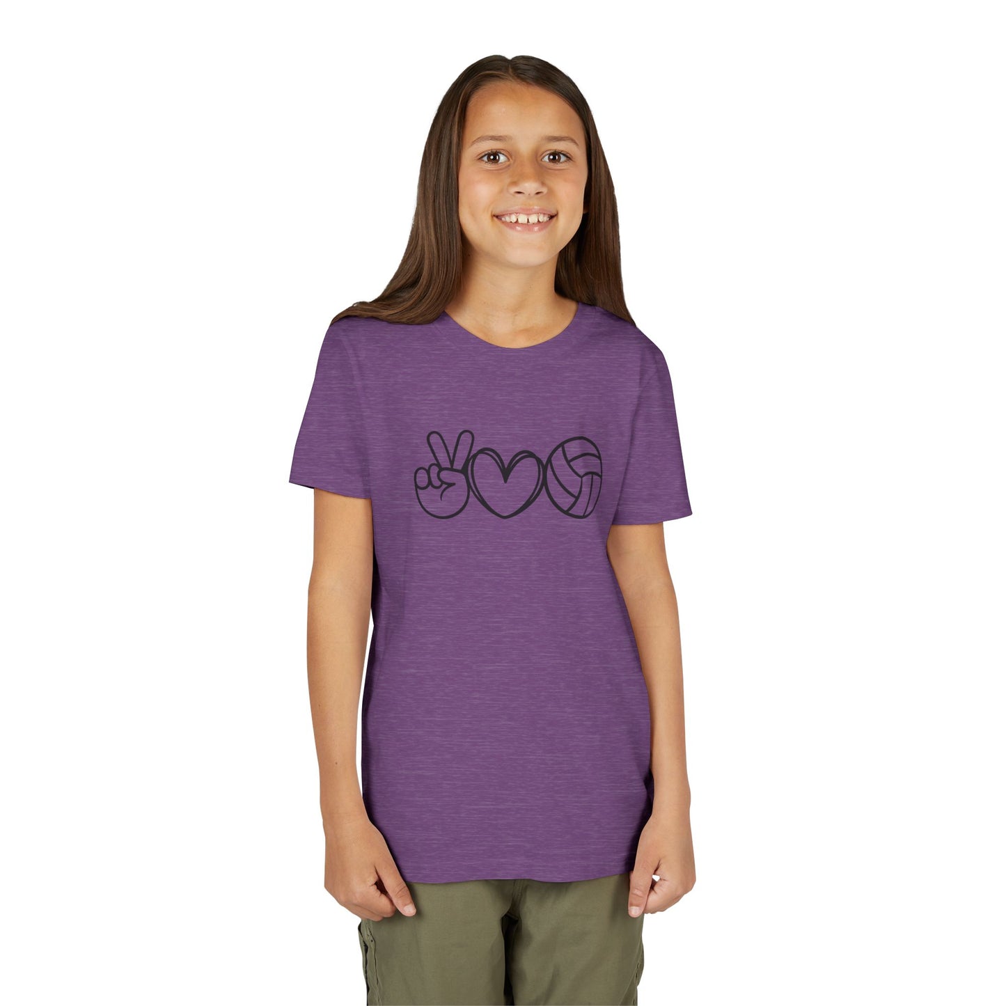 Youth Volleyball Peace Love Tee, Kids Sports Shirt, Fun Gift for Athletes, Summer Camp Apparel
