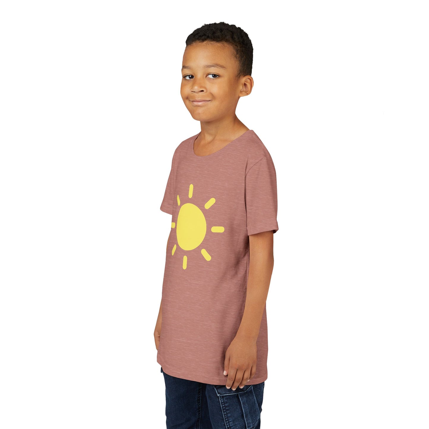Sunny Vibes Youth Short Sleeve Tee - Bright Yellow Sun Design for Summer Fun