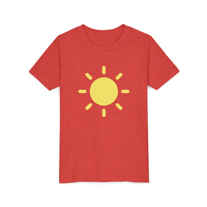 Sunny Vibes Youth Short Sleeve Tee - Bright Yellow Sun Design for Summer Fun