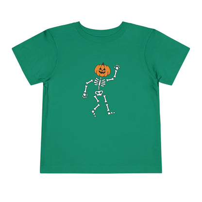 Cute Halloween Skeleton Toddler Tee, Halloween Shirt, Pumpkin Skeleton Tee, Toddler Costume Top, Kids Halloween Apparel