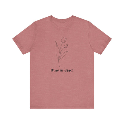 Jersey Short Sleeve Tee - 'Grow in Grace' Floral Design