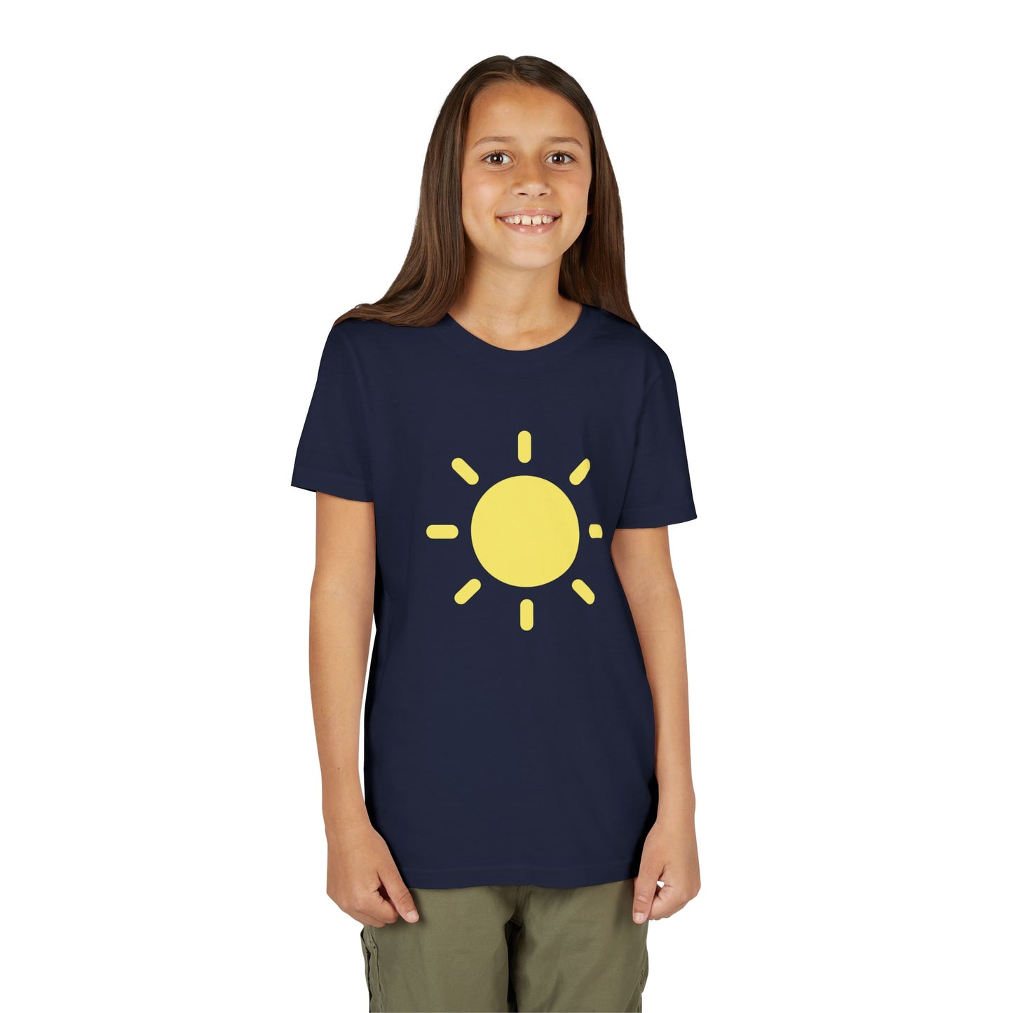 Sunny Vibes Youth Short Sleeve Tee - Bright Yellow Sun Design for Summer Fun