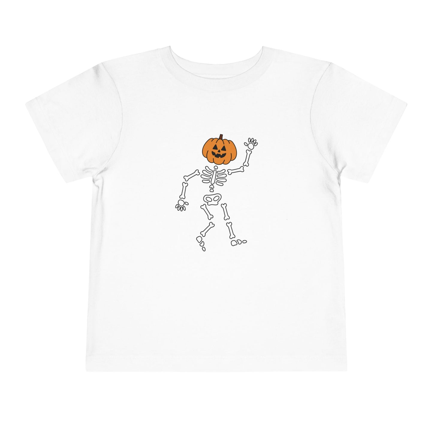 Cute Halloween Skeleton Toddler Tee, Halloween Shirt, Pumpkin Skeleton Tee, Toddler Costume Top, Kids Halloween Apparel