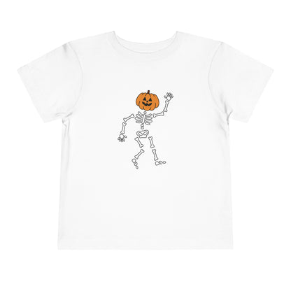 Cute Halloween Skeleton Toddler Tee, Halloween Shirt, Pumpkin Skeleton Tee, Toddler Costume Top, Kids Halloween Apparel
