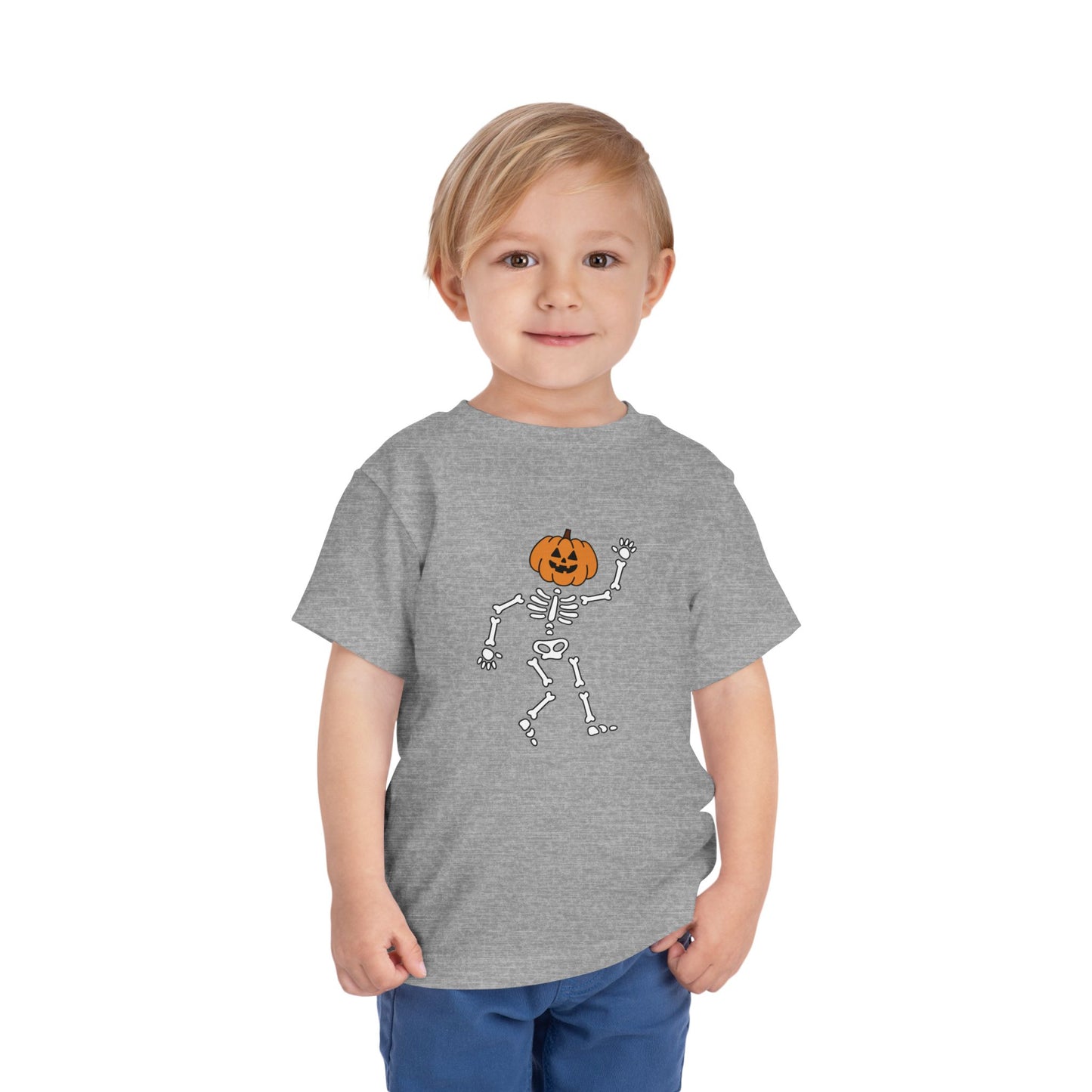 Cute Halloween Skeleton Toddler Tee, Halloween Shirt, Pumpkin Skeleton Tee, Toddler Costume Top, Kids Halloween Apparel