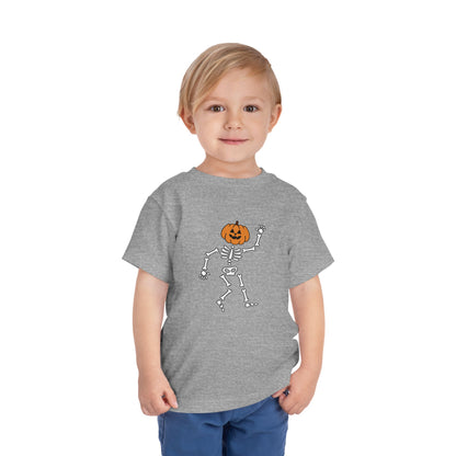Cute Halloween Skeleton Toddler Tee, Halloween Shirt, Pumpkin Skeleton Tee, Toddler Costume Top, Kids Halloween Apparel