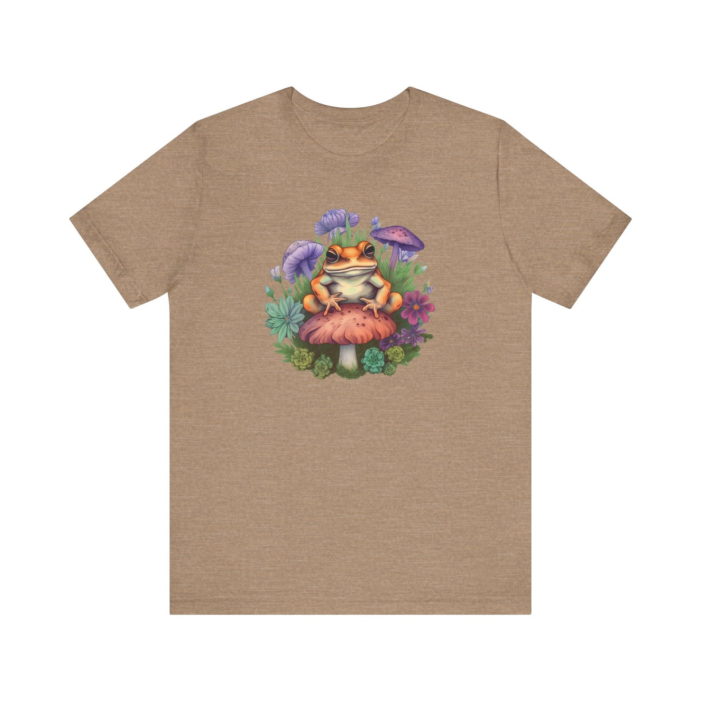 Frog and Mushroom Unisex Tee - Nature-Inspired Graphic T-Shirt